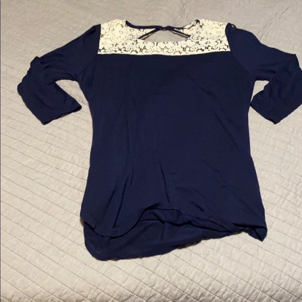 Blue and white blouse